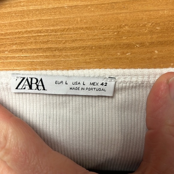 Zara tank top women’s white‎ Ribbed layering summer work out casual lg athletic - Picture 4 of 7